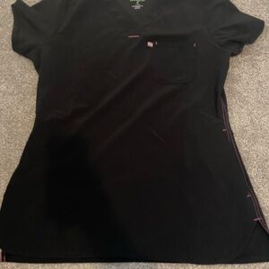 Scrubstar Black and Pink Accent V-Neck Tee